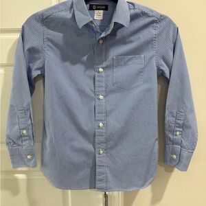 Crewcuts Blue 100% Cotton Checkered Kids Collared Button Down